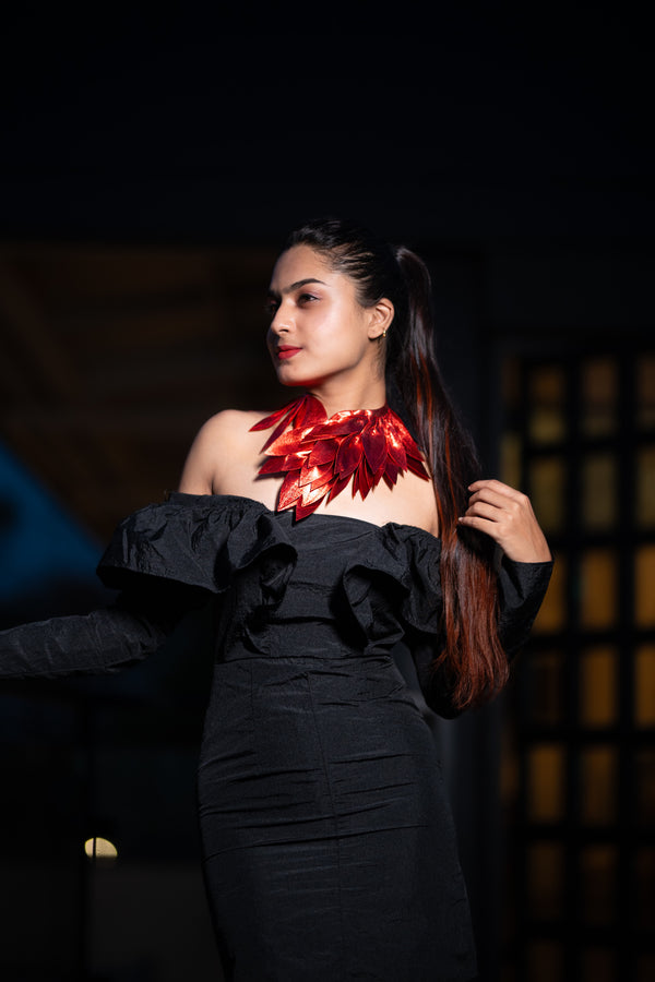 Ruby Radience Metallic Foil Neck Piece