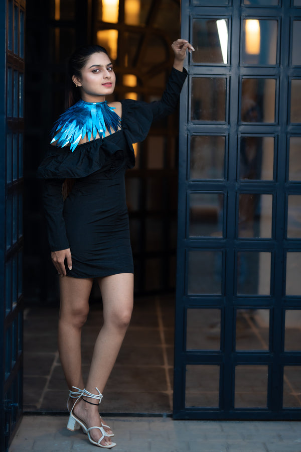 Sapphire Serenity Metallic Foil Neck Piece
