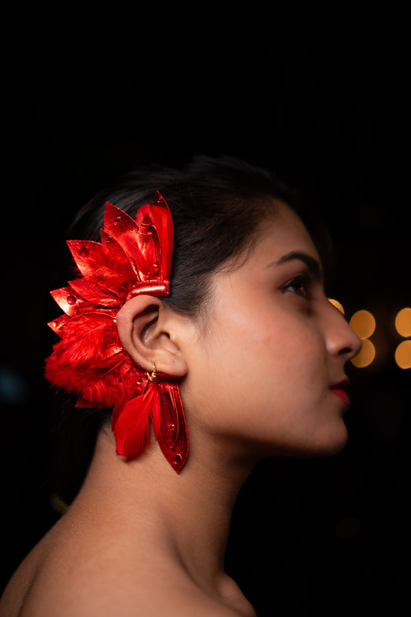 Cherry Charm Plume and Pearl Ear Piece