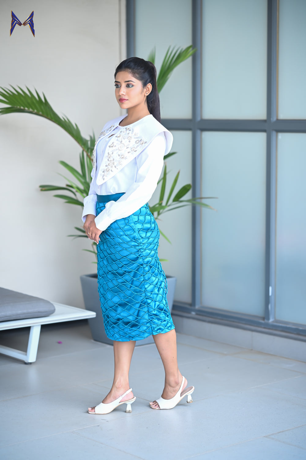 Ethereal Gracel Glow Crystal Shirt With Glimmer Coord Skirt
