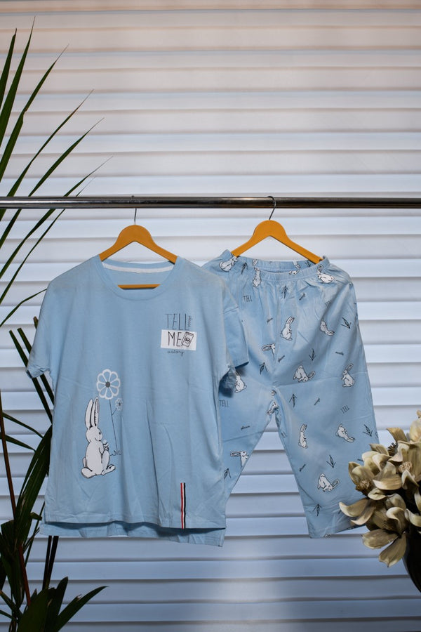 Light Blue Cotton Lounge set 