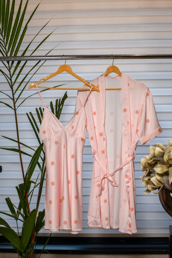 Peach Night Gown With jacket