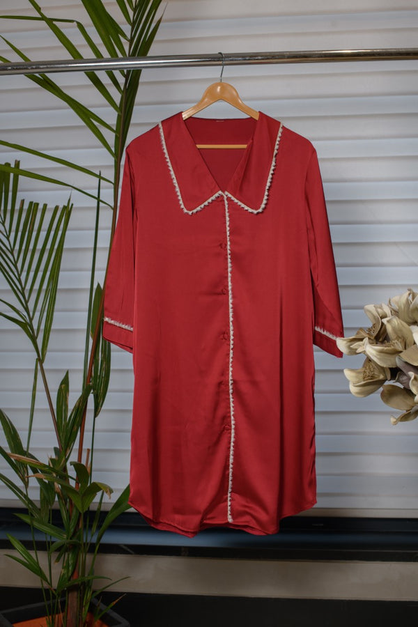 Maroon Shirt Night Dress