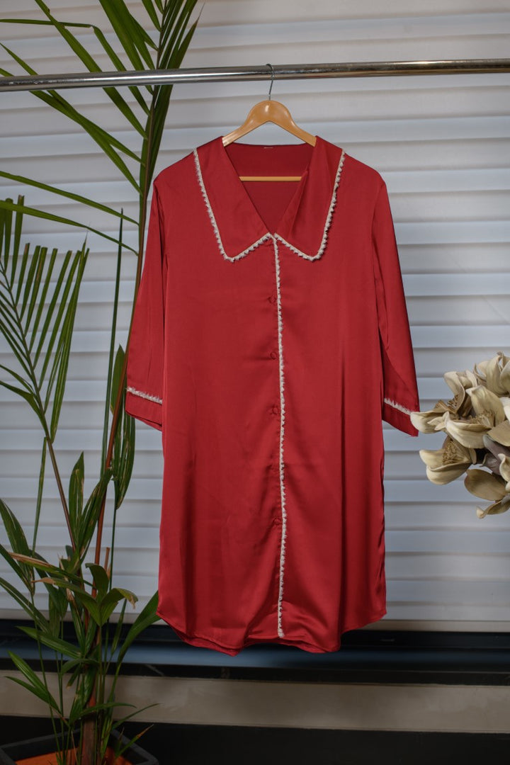 Maroon Shirt Night Dress