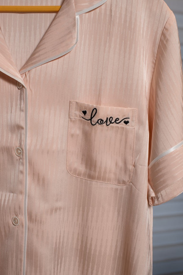 Peach Night Lounge dress with Shorts 