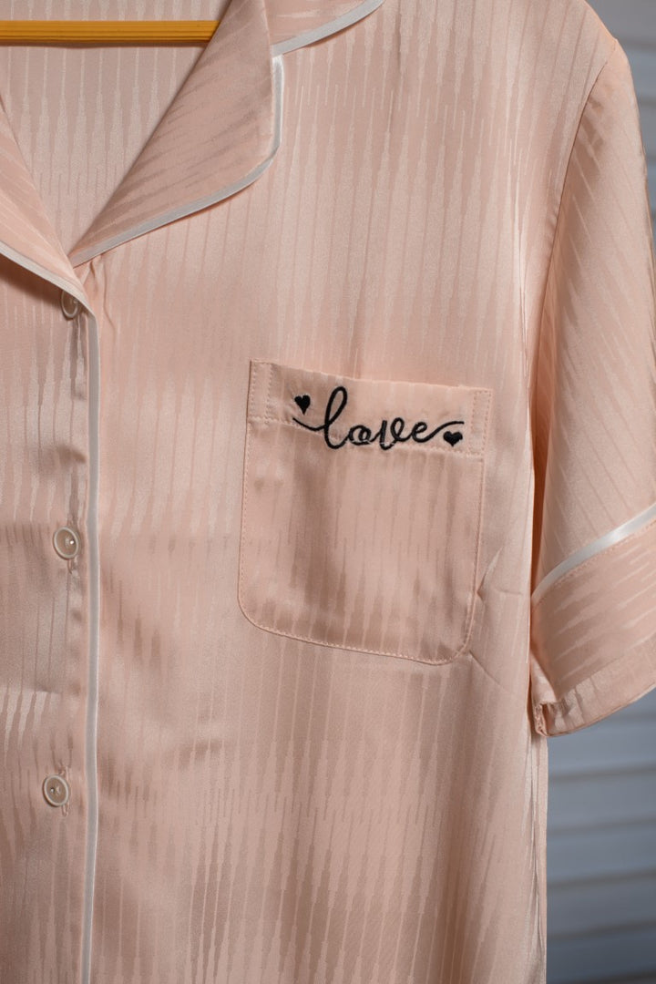 Peach Night Lounge dress with Shorts 