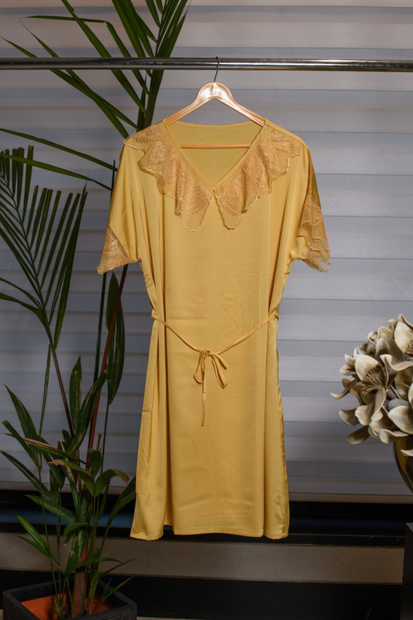 Yellow Lace Night Gown for women 