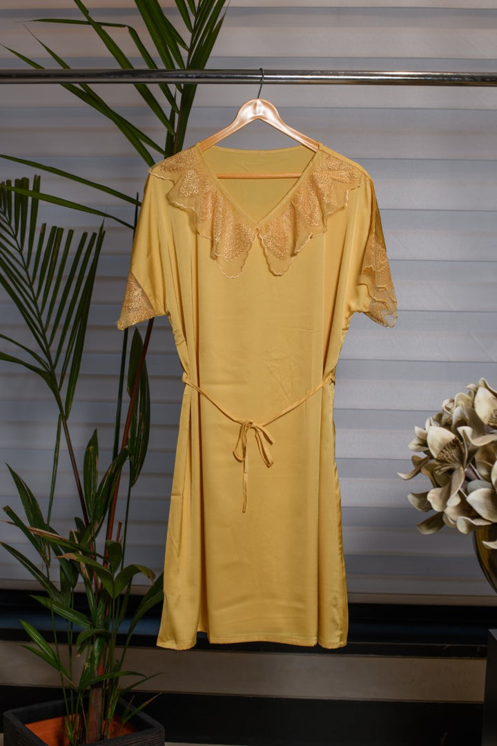 Yellow Lace Night Gown for women 