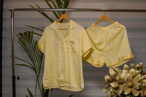 Doggy with Heart Print Delight in Chic Nightwear with Shorts