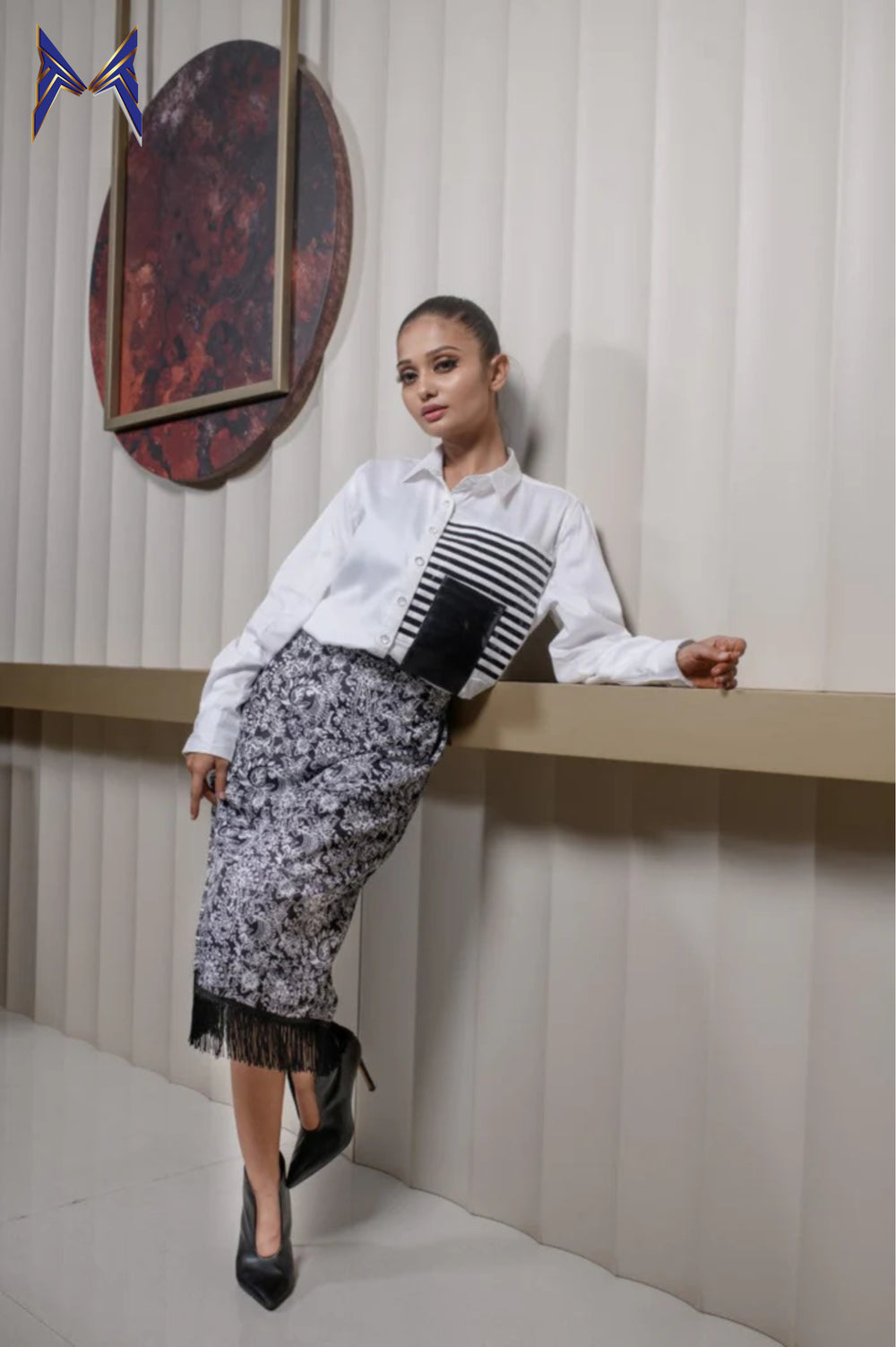 White Faux Leather Shirt for Women