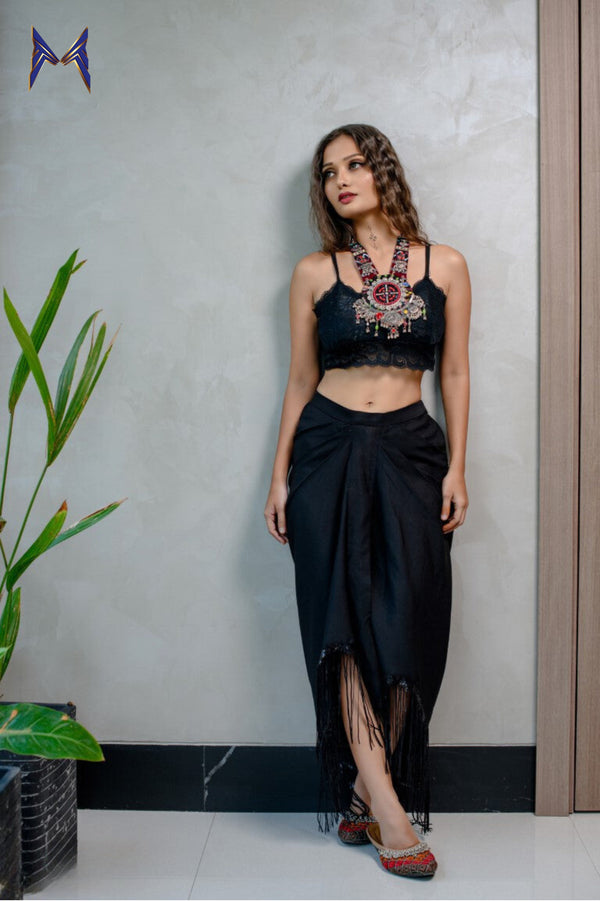 Dhoti Skirt With Fringes