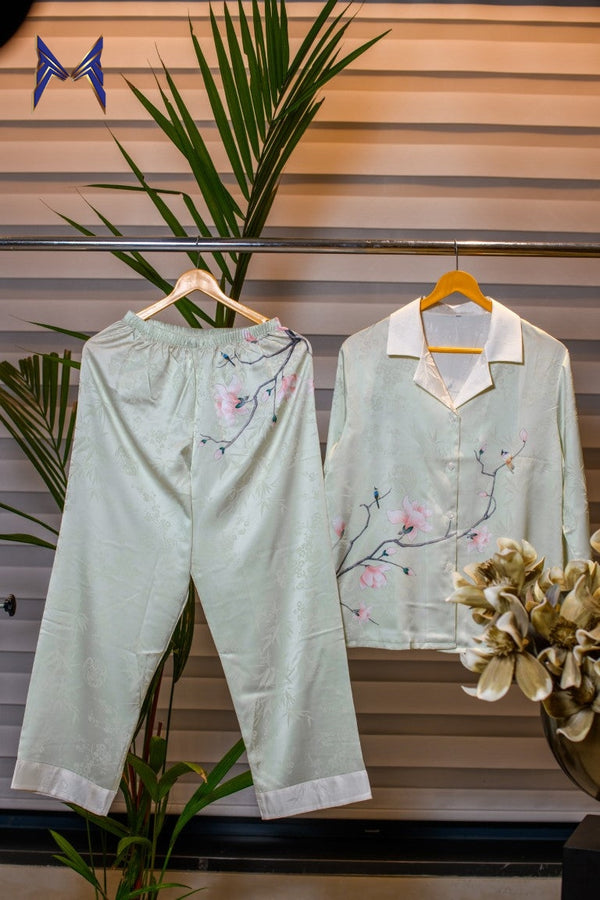 Floral Classic Collar Night Suit 