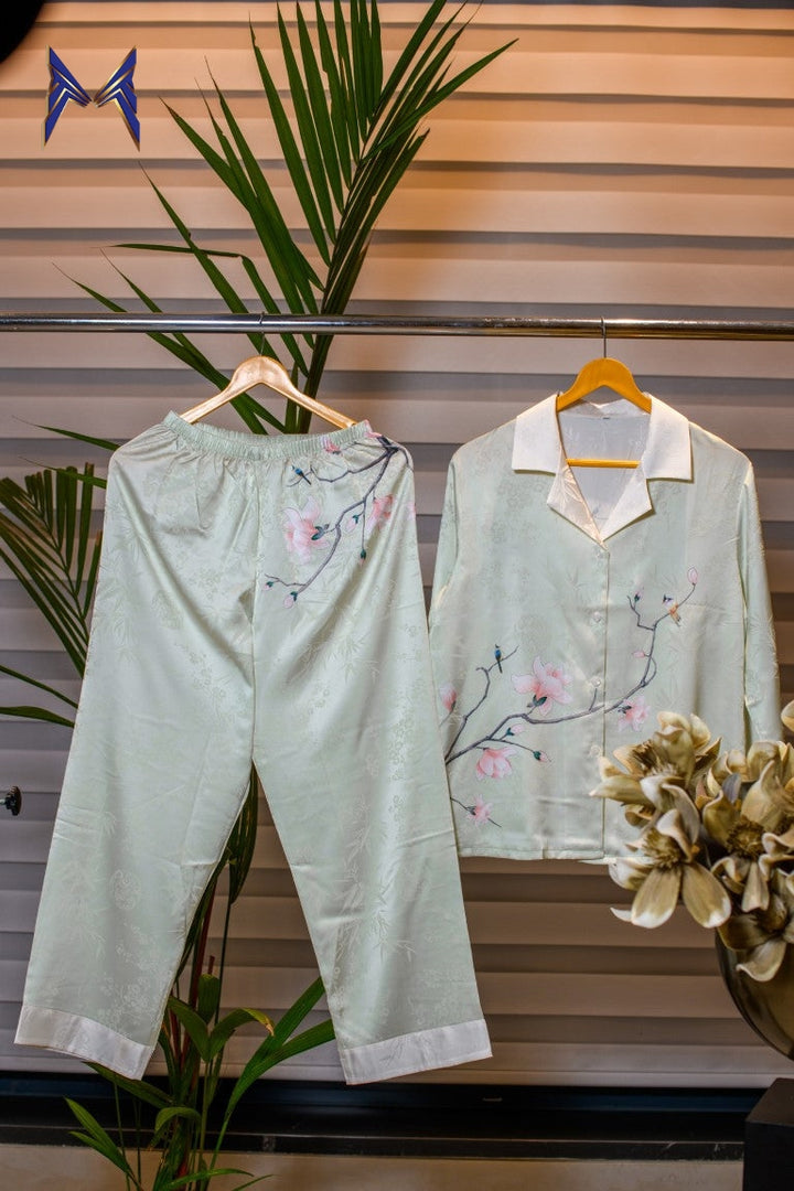 Floral Classic Collar Night Suit 