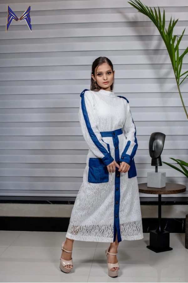 Lace Coord Set With Denim Details