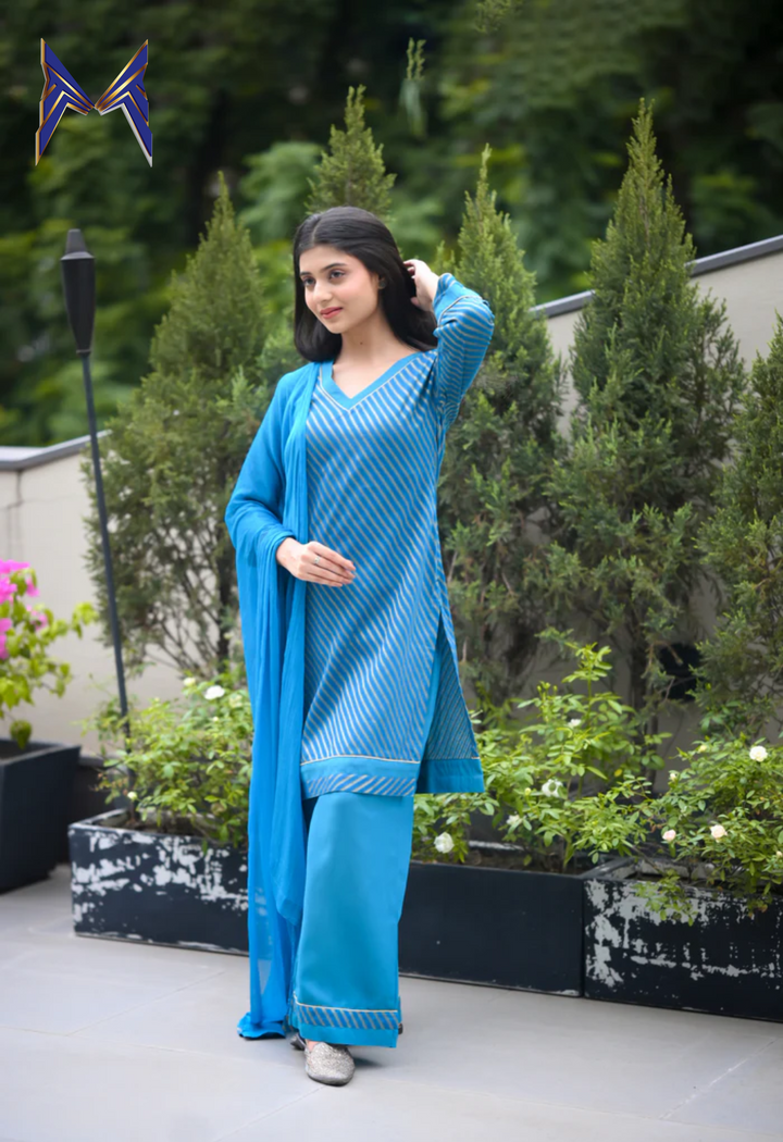 Blue Organza Co-Ord Set for Women