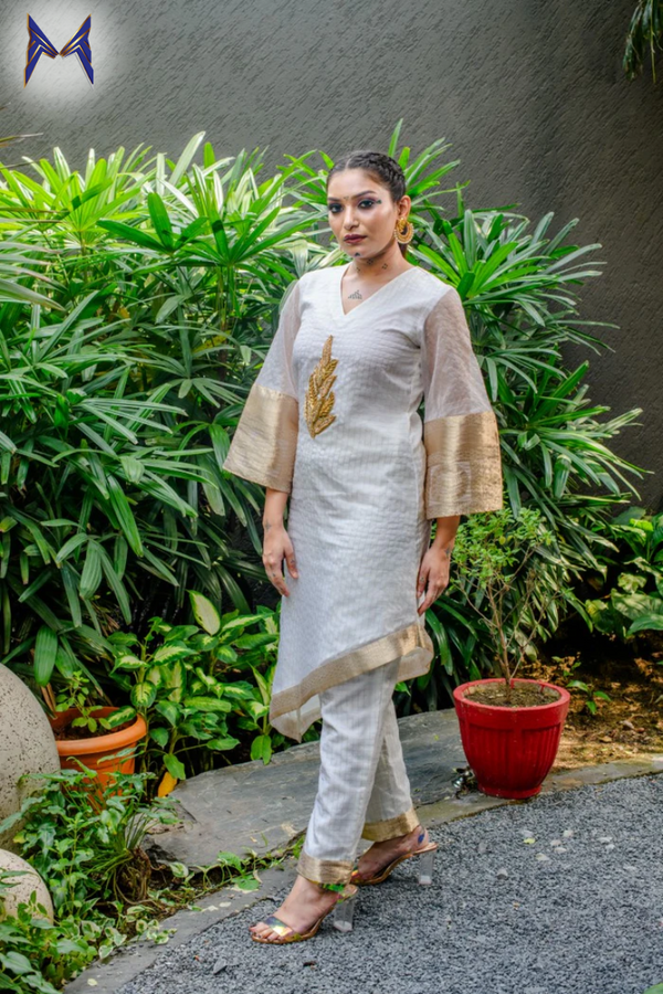 White Tunic With Pants for Women